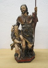 S. Rocco scultura legno intagliato a mano incastonato 17/18. Secolo - 35 cm - Barocco