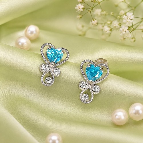 Orecchini perno cuore blu - orecchini,