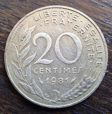 Moneta Repubblica Francese - 20 Centimes 1981 Liberté Égalité Fraternité