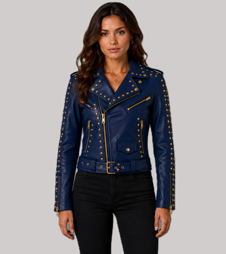 Giacca donna pelle - borchiata,
