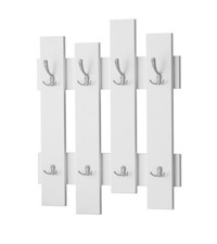 Appendiabiti Attaccapanni Da Parete In Legno Massello Di Colore Bianco 8 Ganci