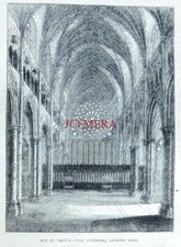 'INTERIOR of OLD ST PAUL'S', Antique 1890s 'Old London' Print : 663-165