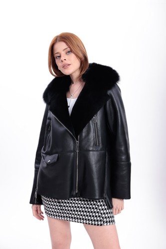 Giacca donna shearling nera