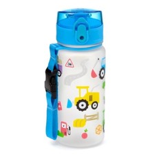 Borraccia infrangibile bimbi Trattori e lavori 350ml con cinturino clip BPA free