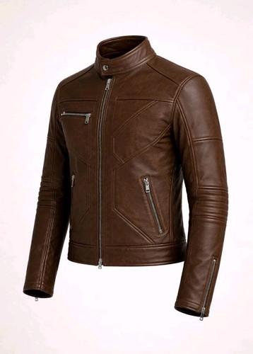 Giacca uomo pelle marrone slim - giacca,