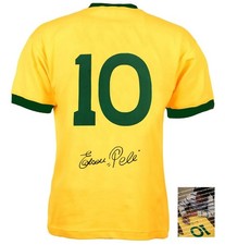 Maglia maglia Pelé firmata BRASILE Mondiali 1970 FULL EDSON SIG, PROVA FOTO