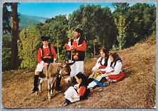Cartolina Tonara Costumi Gruppo in Posa con Asinello Antica 1973 Sardegna