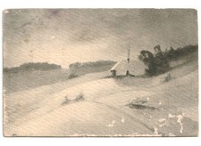 1914 antica cartolina paesaggio innevato casa di campagna -Difetti