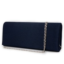 Pochette blu raso donna cerimonia clutch piccola borsa elegante borsetta