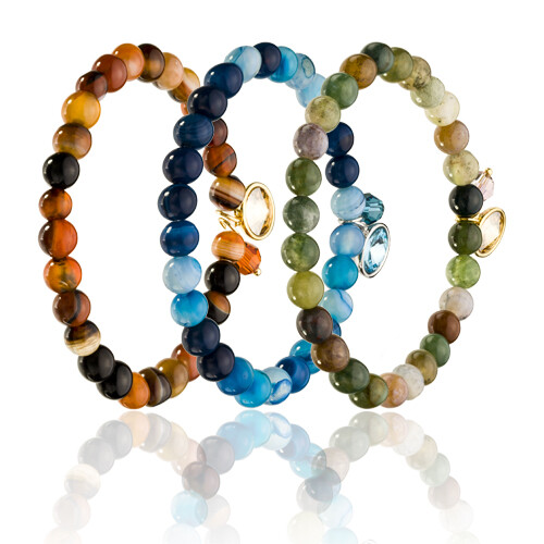 Bracciale uomo perline agata - bracciale,