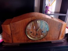 Orologio da caminetto o mensola vintage in legno – Meccanismo a carica manuale