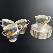 Wedgwood England Citrons Tea Set-Excellent Condition: 6 Cups, 7 Saucers, Creamer