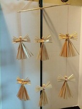 Scandinavian Straw Christmas Mobile Ornament - Swedish Norwegian Angel