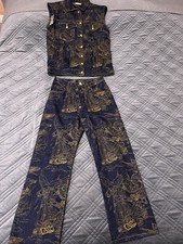 Completo Jeans PHILIPP PLEIN Gilet e Pantalone Ricamato 