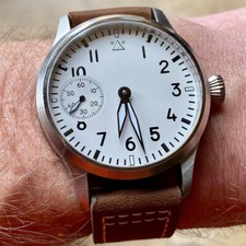 Orologio Uomo 42mm Quadrante Bianco 17 Jewels 6497 Carica Manuale Cinturino Pelle Luminoso