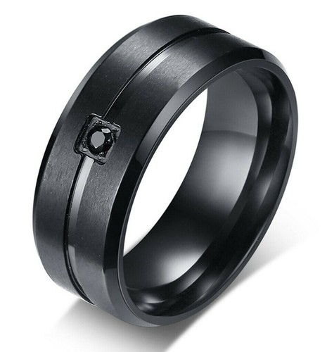 Anello acciaio nero fascia - acciaio,