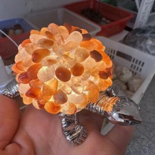 Lampada Notturna USB Cristallo Quarzo Tartaruga Marina Pietra Schiacciata Citrino Naturale 1PZ