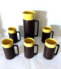 CERAMICHE ROMETTI UMBERTIDE CARAFFA E 5 BOCCALI  DESIGN DANTE BALDELLI