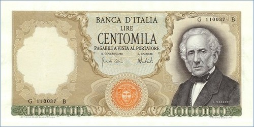 Italia lire 100 - lire, 100.000