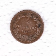 N  1  ITALIA   RARA MONETA    2    CENTESIMI  1861  N      