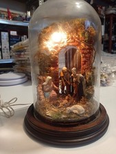 Presepe Napoletano Sacra famiglia scena nativita' campana vetro completa alt. 25