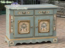 Voglauer Cassettiera Blu Antico Anno 1700 Credenza Dipinto a Mano Armadietto