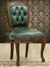 Sedia Poltrona Ufficio Susan Ministeriale Presidenziale Noce Ecopelle Verde