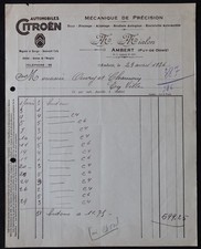 Billhead Facture AMBERT 1936