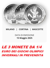 ITALIA 2025 3 MONETE 1/4 EURO CORTINA-GIOCHI OLIMPICI INVERNALI MILANO CORTINA