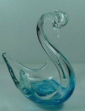 Decorativi Vetro Cigno Figura Chiaro Blu Fatto a Mano Murano? Altezza 24cm