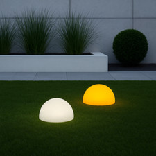 MeLiTec 2er Set Solare Luci da Giardino LK18,Semi Sfera,Ambra / Bianco,Lampada