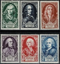 FRANCE 1949 CÉLÉBRITÉS FRANCISE du XVIIIe YT n° 853 à 858 neufs ★★ luxe/MNH (A)
