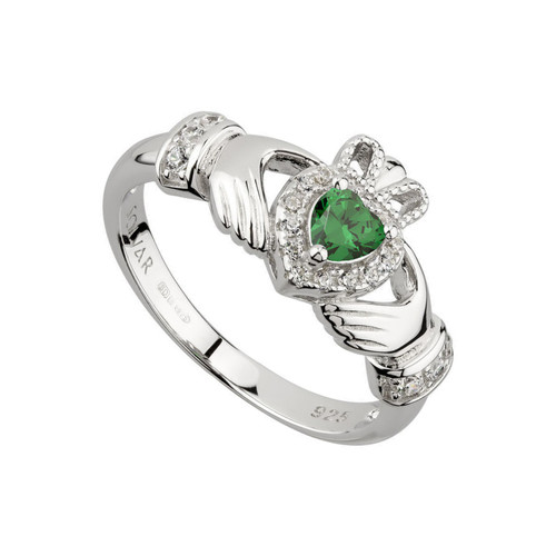 Silver claddagh ring green - ring,