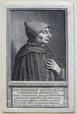 Girolamo Savonarola predicatore eretico ritratto a bulino di Odieuvre, 1735