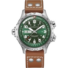 Nuovo Hamilton Khaki Aviation X-Wind Day Date automatico 45 mm quadrante verde H77735560