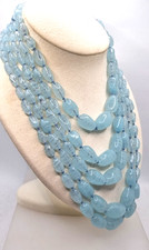 MURANO COLLANA VINTAGE VETRO  VENEZIANO MULTIFILO CELESTE   ANNI '50 COCKTAIL