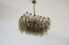 Elegant Murano Poliedri Chandelier - Carlo Scarpa - smoked glasses
