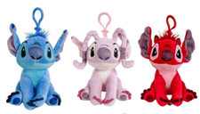 Disney Lilo&Stitch Peluche Portachiavi Stitch, Angel, Leroy Supersoft 14cm Pz.1