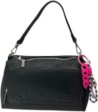 NAJ OLEARI Borsa a Tracolla da Donna, Nera, con Tasca Esterna, 16x32x13 cm