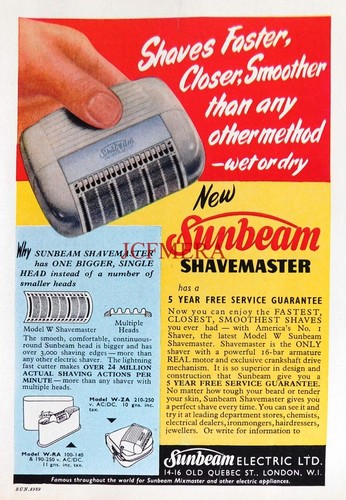 Sunbeam electric shavemaster - electric, 'shavemaster'
