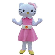 Mascotte Hello Kitty costume da adulto gatto bianco rosa cartoon carnevale maxi