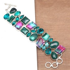 Bracciale Malachite Sterling Gemstone Jewelry fatto a mano bracciale verde