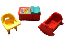 FISHER PRICE LITTLE PEOPLE NURSERY SET 1977 changing table cradle high chair