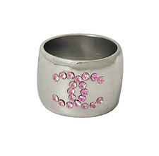 Anello Chanel CC logo e cuore placcato argento US6,5 02P timbrato belle condizioni