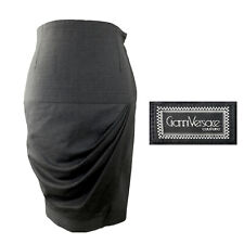 GIANNI VERSACE COUTURE – Rara gonna di lana grigio scuro fine anni 80 | Taglia 4US 36EU