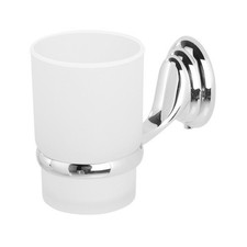 SUPPORTO PORTA BICCHIERE PER SPAZZOLINI ACCIAIO VETRO A PARETE ACCESSORI BAGNO