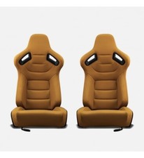 Coppia Sedili sportivi avvolgenti auto in pelle beige N511 con dettagli carbonio