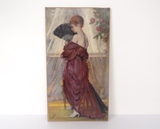 Olio su Tela Donna Per L Ventaglio Henri Moreau 1917