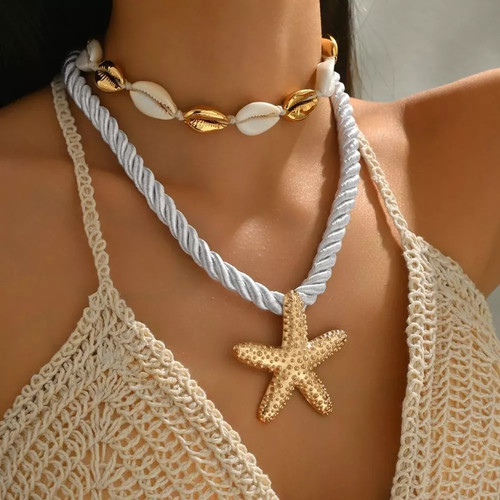 Collana corda bianca con - corda,