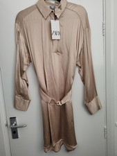 ZARA CAVA ABITO CAMICIA RASO